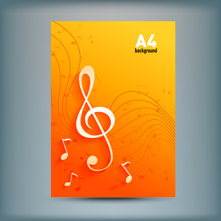 Template for advertising and corporate identity. Music key and notes. Design of blank.のイラスト素材