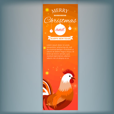 Vector illustration of Banner with 2017 Chinese New Year Elements. Bokeh. Roosterのイラスト素材