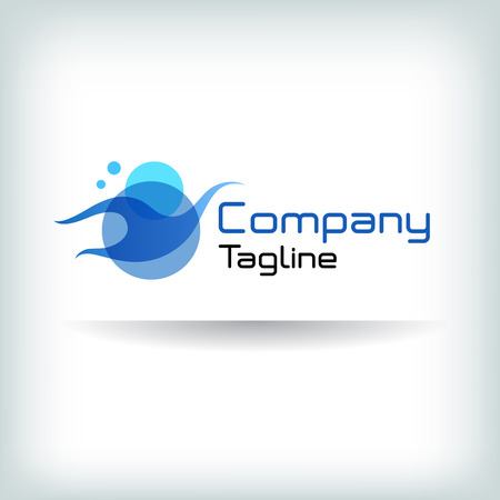 Abstract logotype for business in blue colours with text. Aqua icon. Vector illustration.のイラスト素材