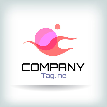 Abstract design icon in pink colour with text. Logotype for business. Vector illustration.のイラスト素材