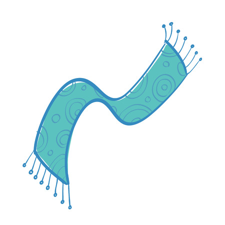 Vector illustration of blue scarf with fringe on white background.のイラスト素材