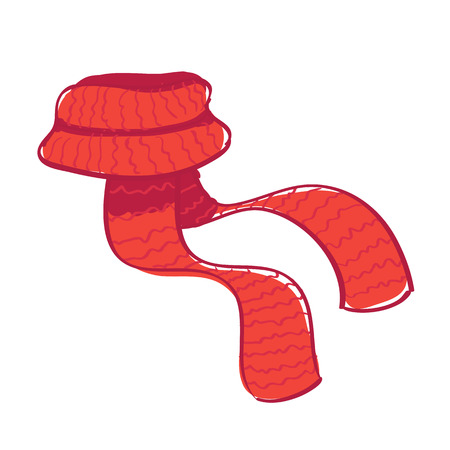 Vector illustration of red scarf on white background.のイラスト素材