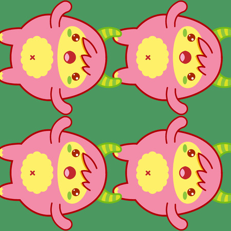 Seamless pattern with cute yeti on green background. Vector illustrationのイラスト素材