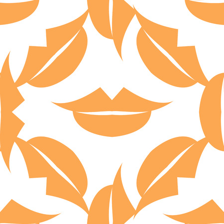 Lips Seamless pattern. White background. Vector illustrationのイラスト素材