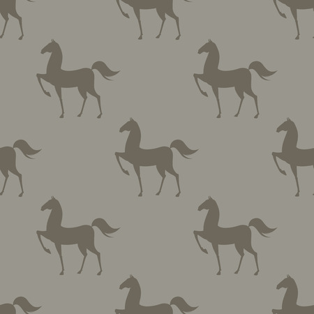 Colorful Seamless Pattern with Horse on grey background. Vector illustrationのイラスト素材