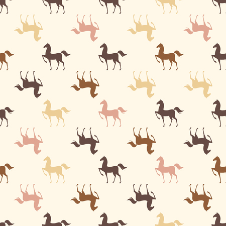 Colorful Seamless Pattern with Horse on white background. Vector illustrationのイラスト素材