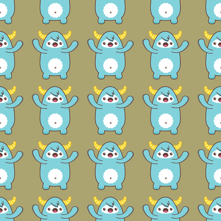 Cartoon yeti seamless pattern. Vector illustrationのイラスト素材