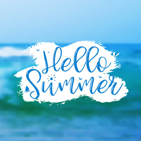 Sea Background with Lettering Hello Summer. Vector Illustrationのイラスト素材