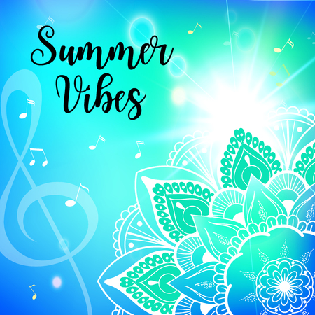 Summer vibes card with mandala Vector illustration.のイラスト素材