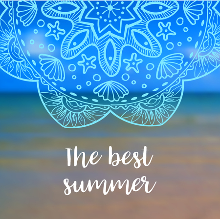 The best summer banner with mandala. Vector illustrationのイラスト素材