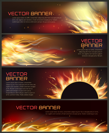 illustration of set of fire flame bannerのイラスト素材