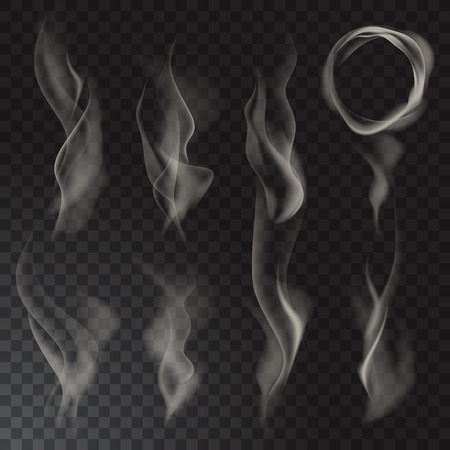 Smoke isolated on transparent background. Vector cigarettes smoke set.のイラスト素材