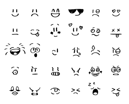 Modern outline style emoji icons collection. Premium quality symbols and sign web logo collection. Pack modern infographic logo and pictogram. Simple emoticons pictograms.の写真素材
