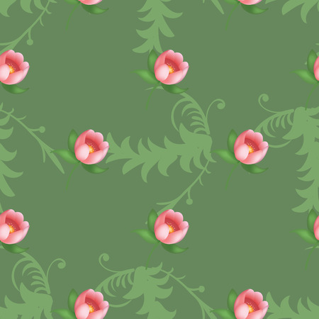 Shabby chic vintage tulips vintage seamless pattern, classic chintz floral repeat background for web and print. Vector illustrationのイラスト素材
