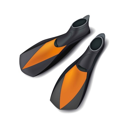 Realistic black flippers, front view, isolated on white background.のイラスト素材