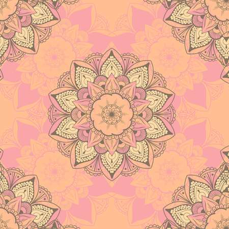Ornamental round seamless floral lace pattern. vectorのイラスト素材