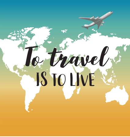 Travel concept illustration with Airplane flying.のイラスト素材