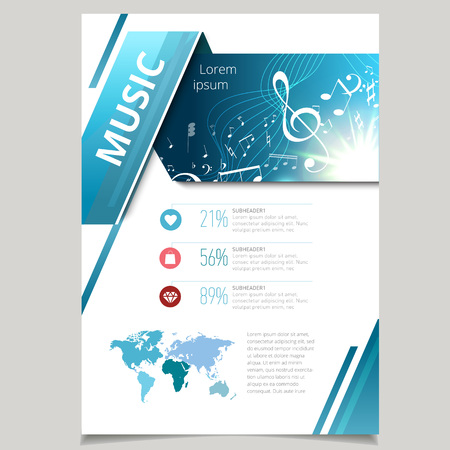 Music realistic glass banner concept illustrationのイラスト素材