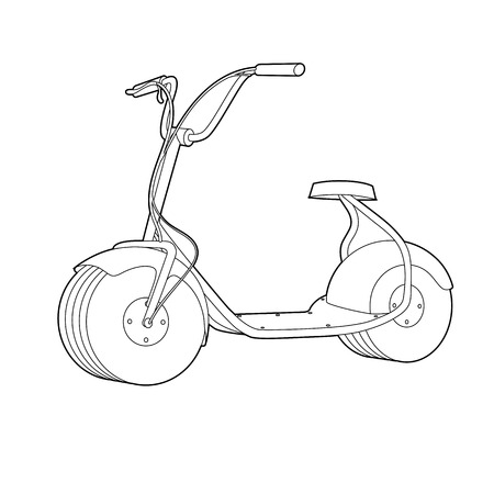 Electric Scooter line icon, Wheel Scooter. Vector illustrationのイラスト素材