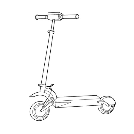 Electric Scooter line icon, Wheel Scooter. Vector illustrationのイラスト素材
