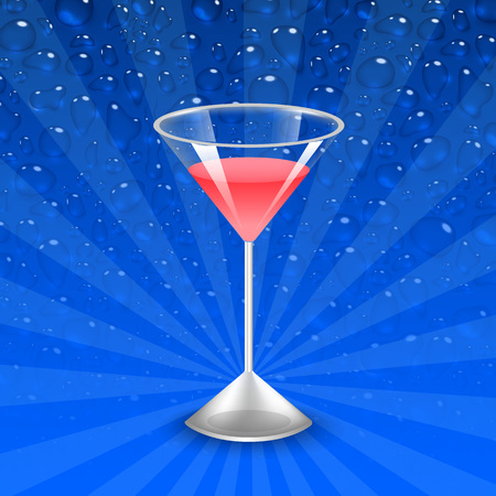 vector glass of juice with raspberry isolated on blue backgroundのイラスト素材