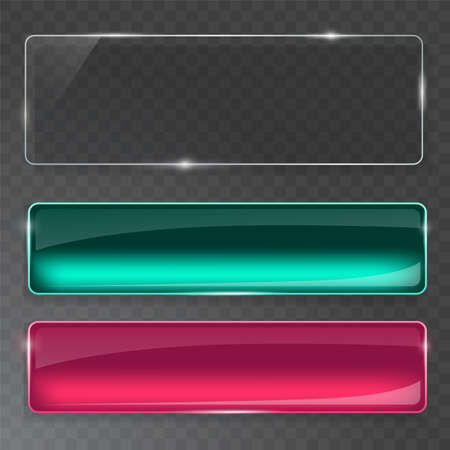 Vector glass banners on transparent background. Glass plates set.のイラスト素材