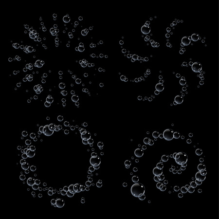 Bubbles under water on black background. vector illustrationのイラスト素材