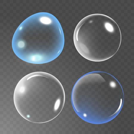 Bubbles under water on transparent background. Soap bubbles. vector illustrationのイラスト素材