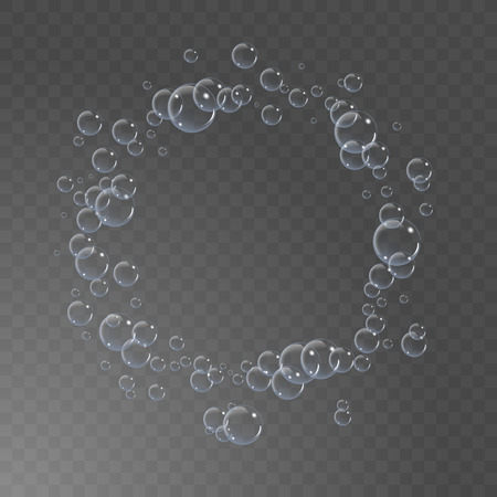 Bubbles under water on transparent background. vector illustrationのイラスト素材