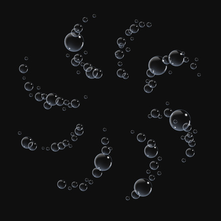Bubbles under water on black background. vector illustrationのイラスト素材