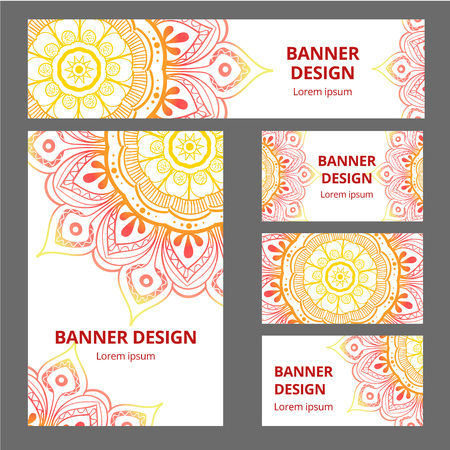 Vector illustration of Mandala pattern design template. May be used for Business card or booklet, banner, book cover.のイラスト素材