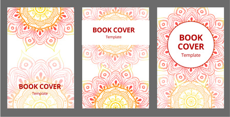Vector illustration of Set of old Ramadan flyer pages ornament illustration concept. Vintage art traditional, Islam, Arabic, Indian, magazine, elements. Decorative retro greeting card or invitation layout designのイラスト素材