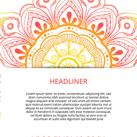 Vector illustration of old Ramadan flyer page ornament illustration concept. Vintage art traditional, Islam, Arabic, Indian, magazine, elements. Decorative retro greeting card or invitation layout designのイラスト素材