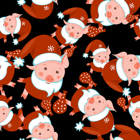 Cute pig doodle seamless pattern, Vector background design for fabric and decorのイラスト素材