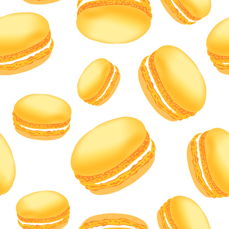 Seamless pattern with colorful macaroon cookies on white background. Vector illustration.のイラスト素材