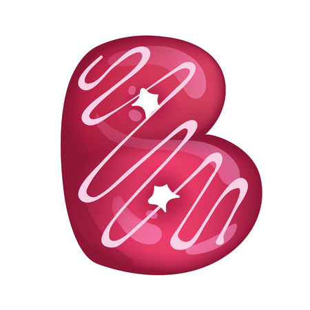 Chocolate Donut Font Concept. Delicious Letter B. Vector illustration isolated on white backgroundのイラスト素材