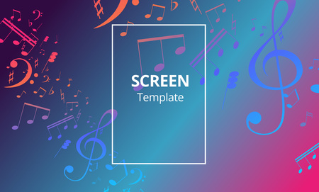 Musical banner with colored key notes. Abstract music background. Vector paper illustration.のイラスト素材
