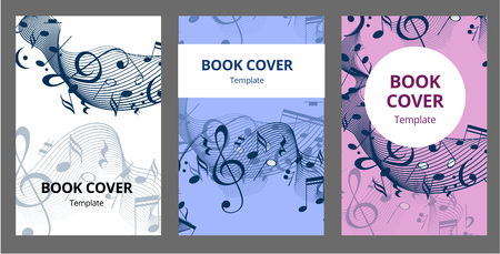 Music key nd notes vector brochure cards set. Audio tools template of flyear, magazines, poster, book cover, banners. Concert invitation concept background. Layout illustration modern page backgroundのイラスト素材