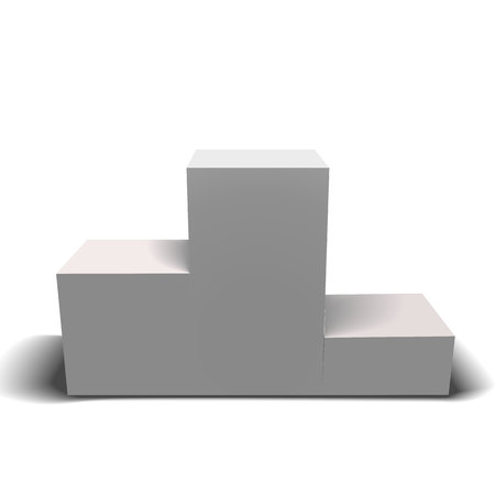White winners podium isolated on white background. Stage for awards ceremony. Pedestal. Spotlight.のイラスト素材