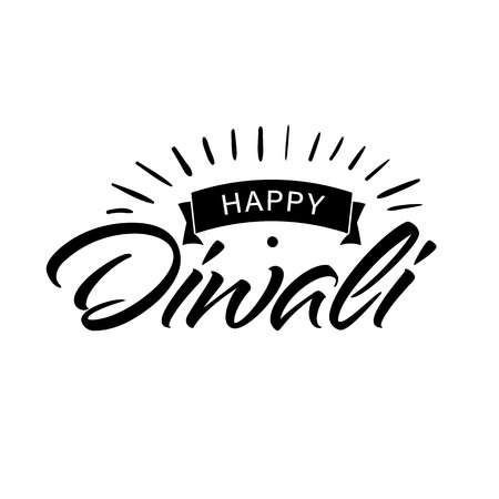 Handwritten lettering type composition of Happy Diwali with shine. Typography poster for Diwali festival.のイラスト素材
