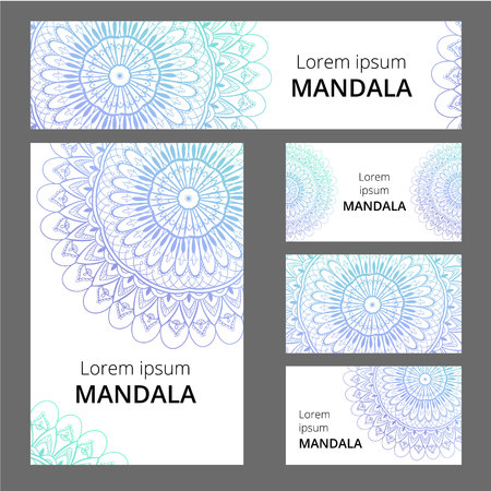 illustration of Mandala pattern design template. May be used for Business card or booklet, banner, book cover.のイラスト素材