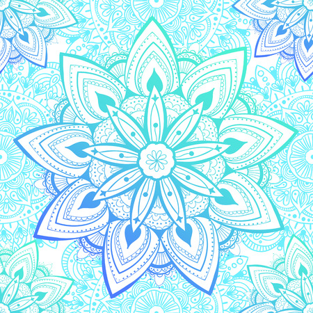 Ornamental seamless pattern with mandala. Vintage, paisley elements. Ornament. Traditional, Ethnic, Turkish, Indian motifs. Great for fabric and textile, wallpaper, packaging or any desired idea. Vector illustrationのイラスト素材