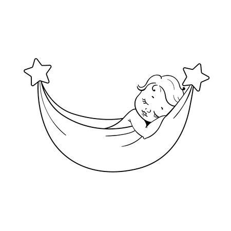 Baby sleeping in a hammock.のイラスト素材