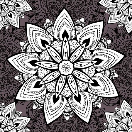 Ornamental seamless pattern with mandala. Vintage, paisley elements. Ornament. Traditional, Ethnic, Turkish, Indian motifs. Great for fabric and textile, wallpaper, packaging or any desired ideaのイラスト素材