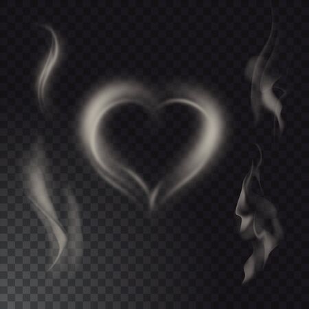 Set of high detailed smokes from hot food or drink isolated on transparent backgroundのイラスト素材