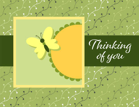 Design template for cute think of you card . Template for scrapbooking with hand drawn doodle patterns. For birthday, anniversary, party invitations. Vectorのイラスト素材