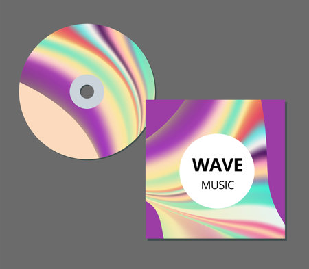 CD cover presentation design template with copy space and wave effect, editable EPS10 vector illustration.のイラスト素材