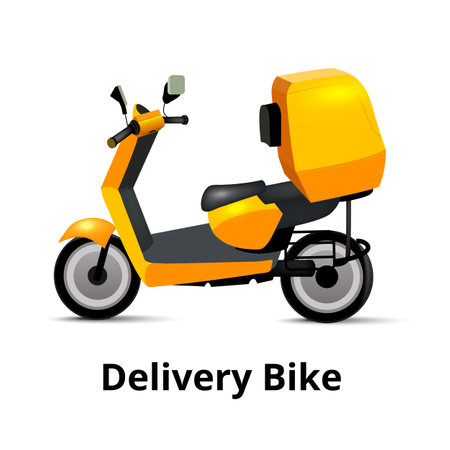 Realistic scooter, symbol of online delivery. Bike or moped for delivery service, e-commerce, online shopping, delivering gifts, receiving package from courier to customer. Vectorのイラスト素材