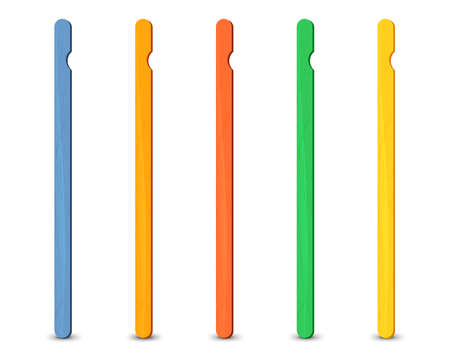 Set of realistic ice cream sticks. Ice lolly sticks, vector illustration, summer season.のイラスト素材