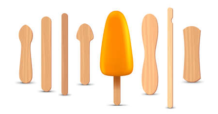 Banana ice cream 3D. Vector illustration, summer season.のイラスト素材